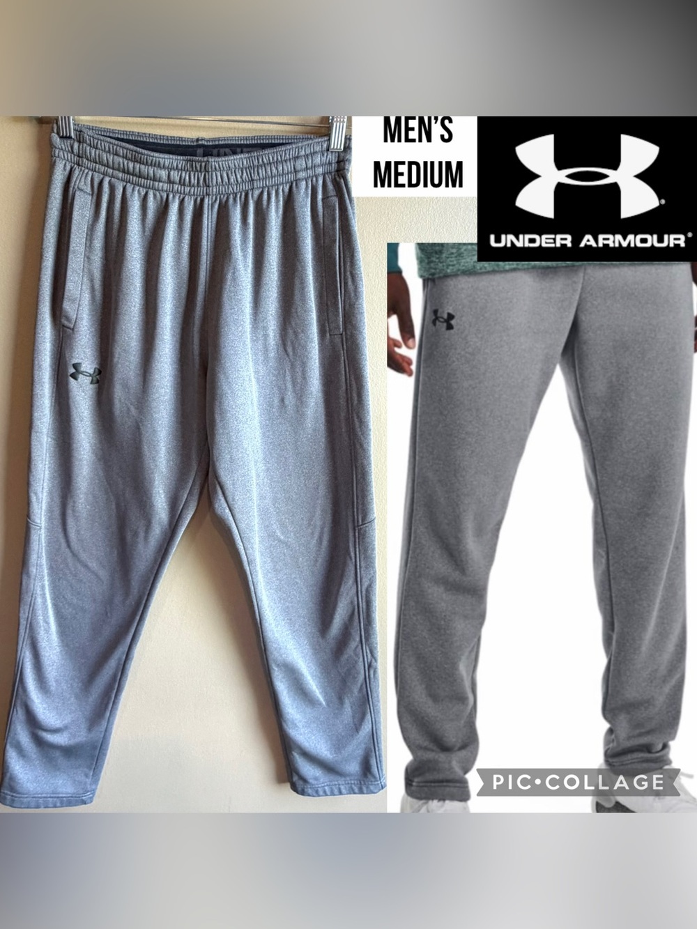 Under Armour Mens Sweatpants Loose Fit Cold Gear Fleece Straight Rubber Logo M